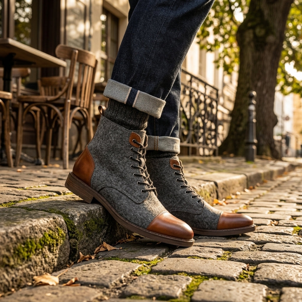 Men's Polished Leather Ankle Boots