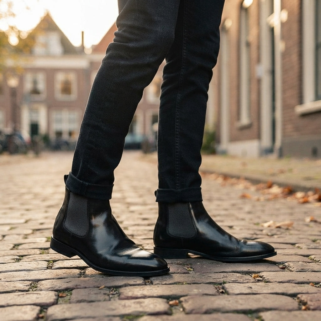 Men's Polished Leather Chelsea Boots