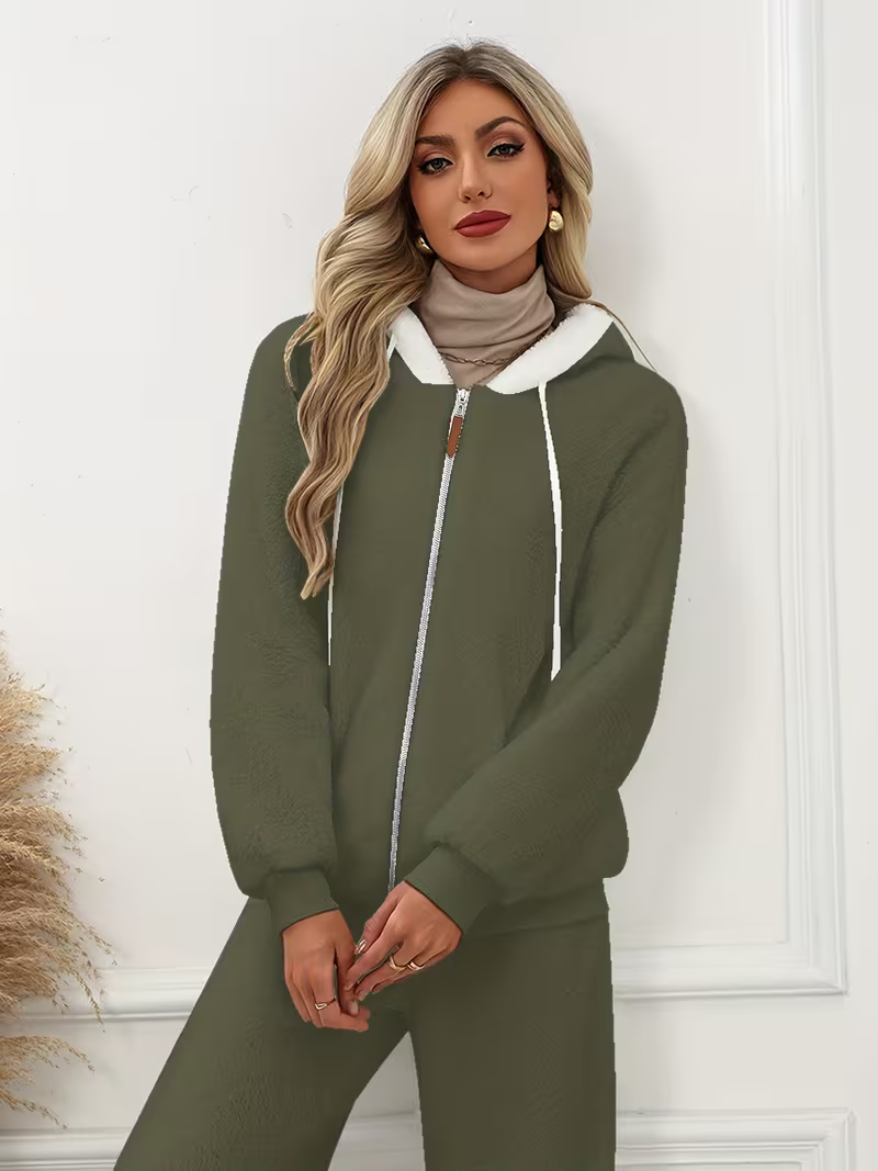 Women's Cosy Oversized Fleece Zip-Up Hoodie