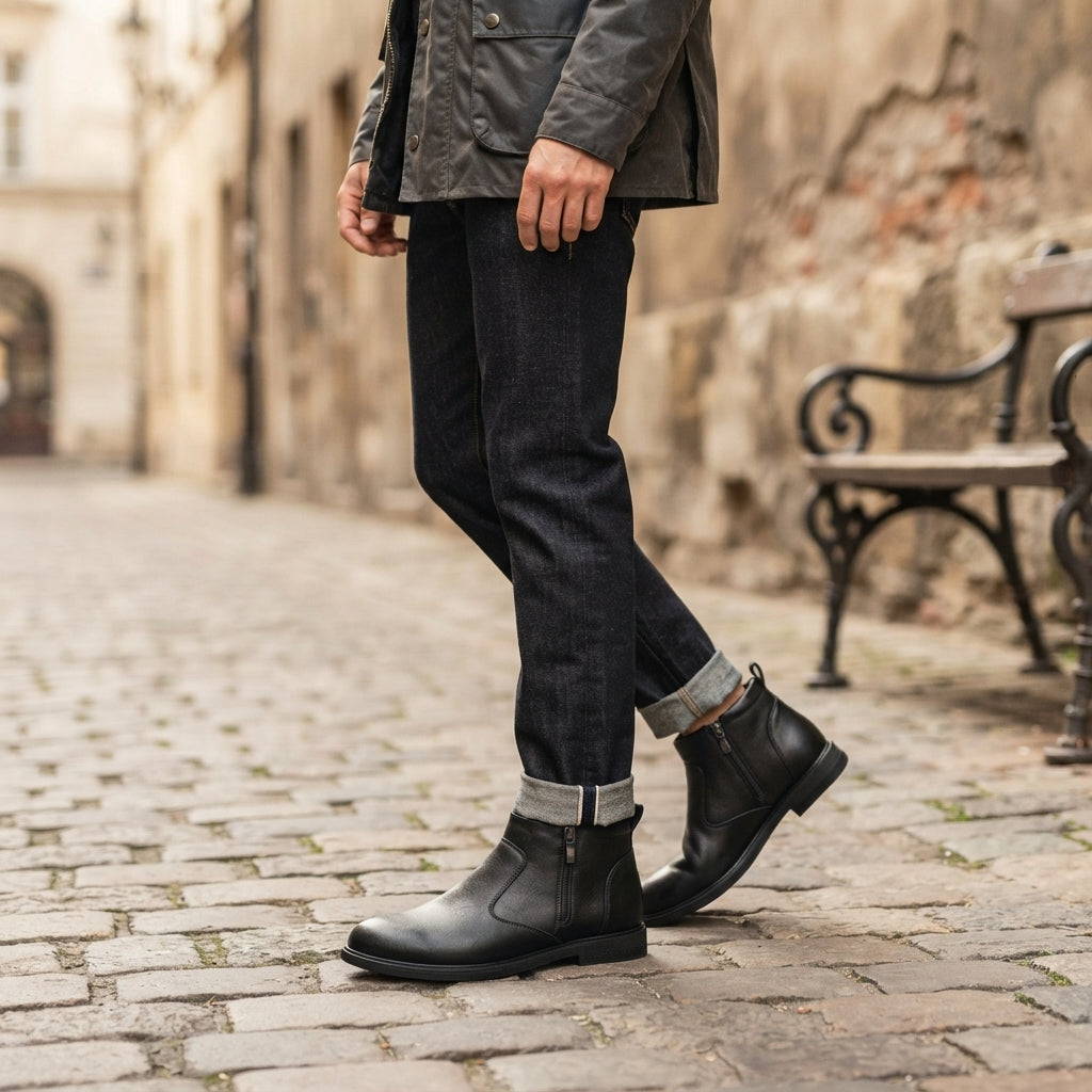 Men's Relaxed Leather Ankle Boots