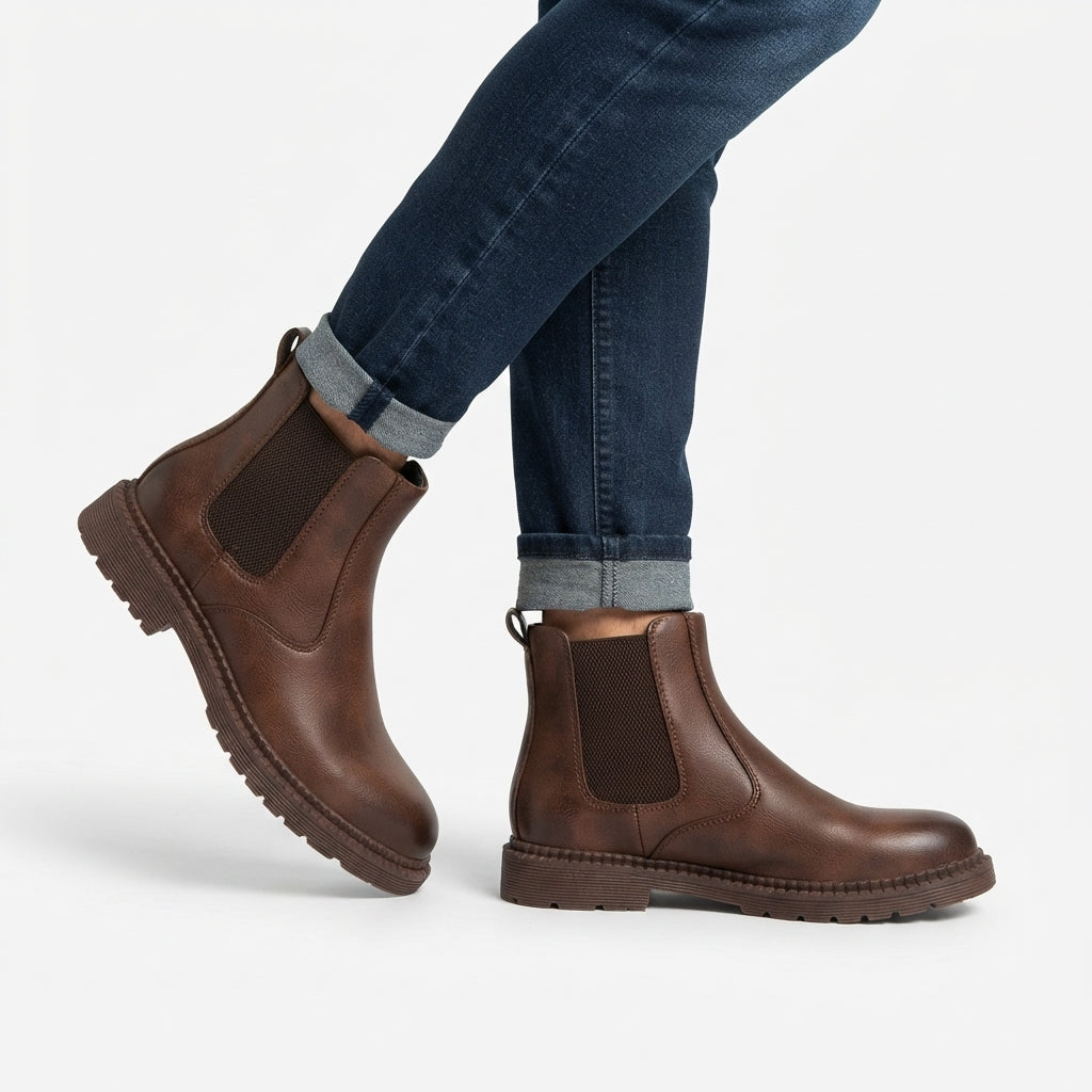 Men's Rugged Leather Chelsea Work Boots