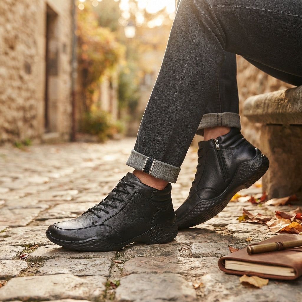 Men's Rugged Leather Ankle Boots
