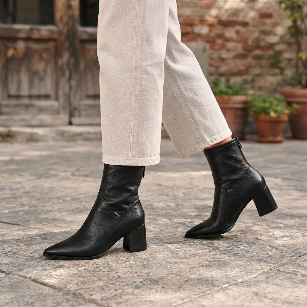 Women's Elegant Pointed Toe Heeled Ankle Boots