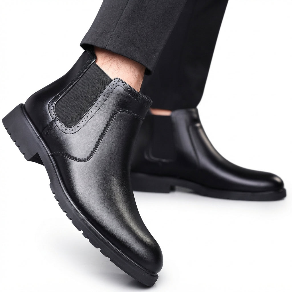 Men's Polished Leather Chelsea Boots