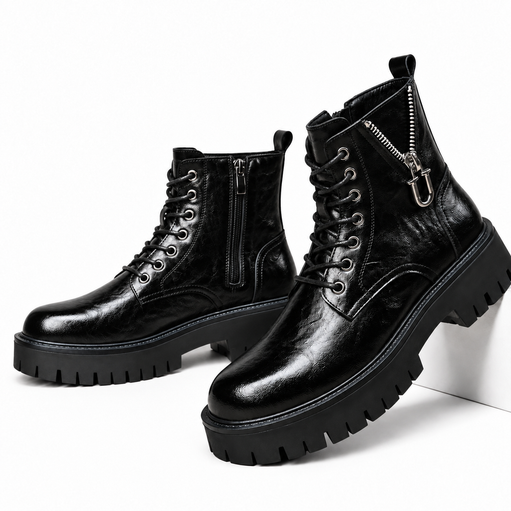 Men's Rugged Leather Combat Boots