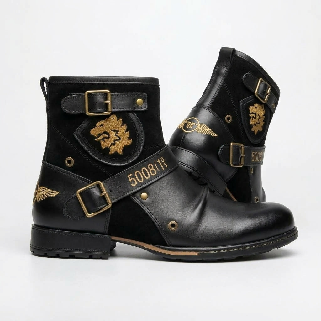 Men's Leather Biker Boots