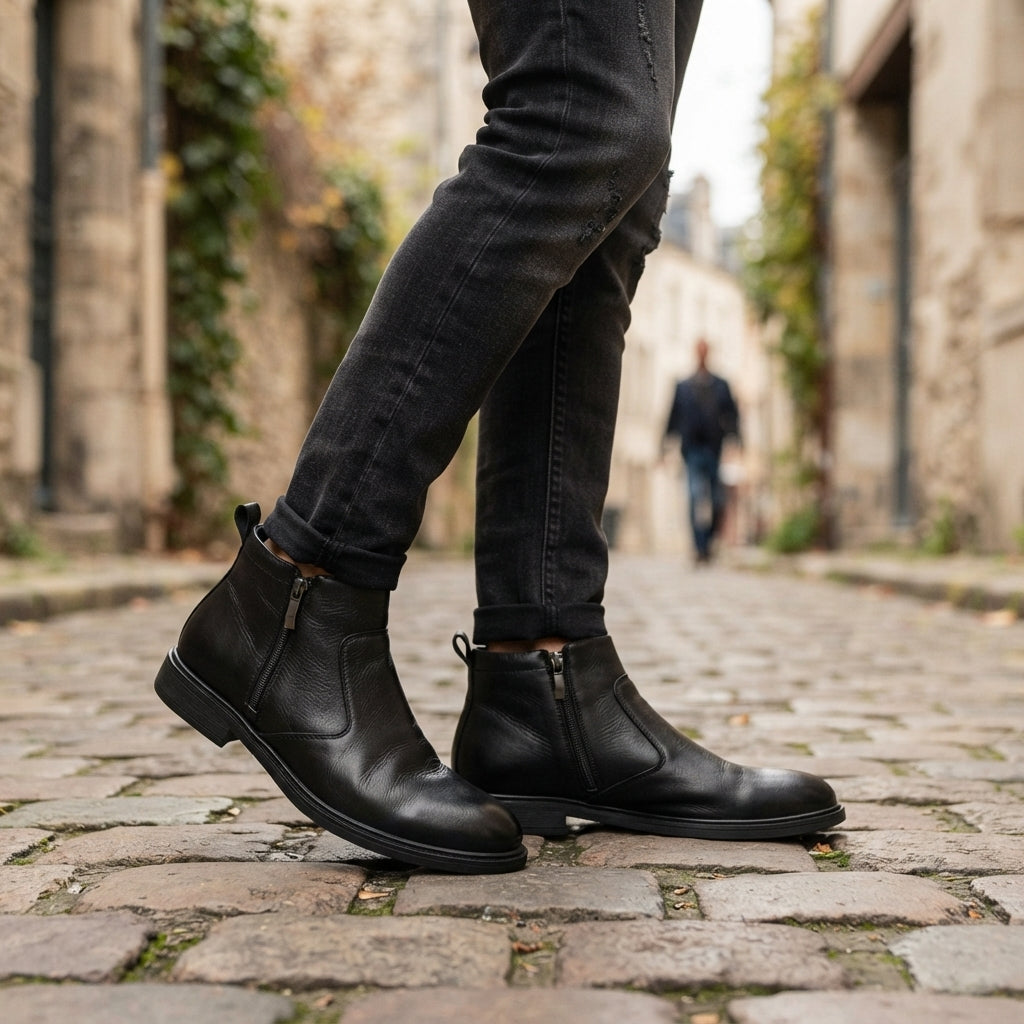 Men's Rugged Leather Ankle Boots