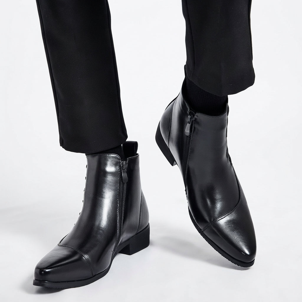 Men's Polished Pointed Toe Ankle Boots