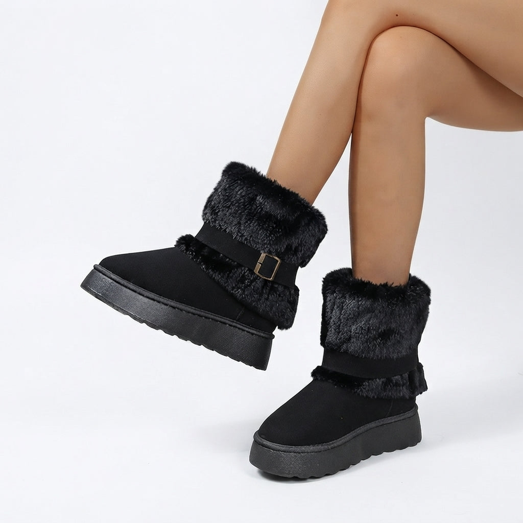 Women's Cosy Fur-Trimmed Ankle Snow Boots