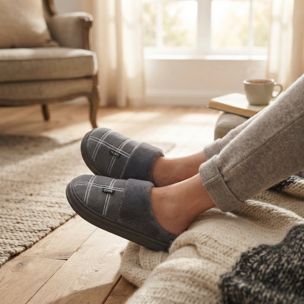 Men's Cosy Plaid House Slippers