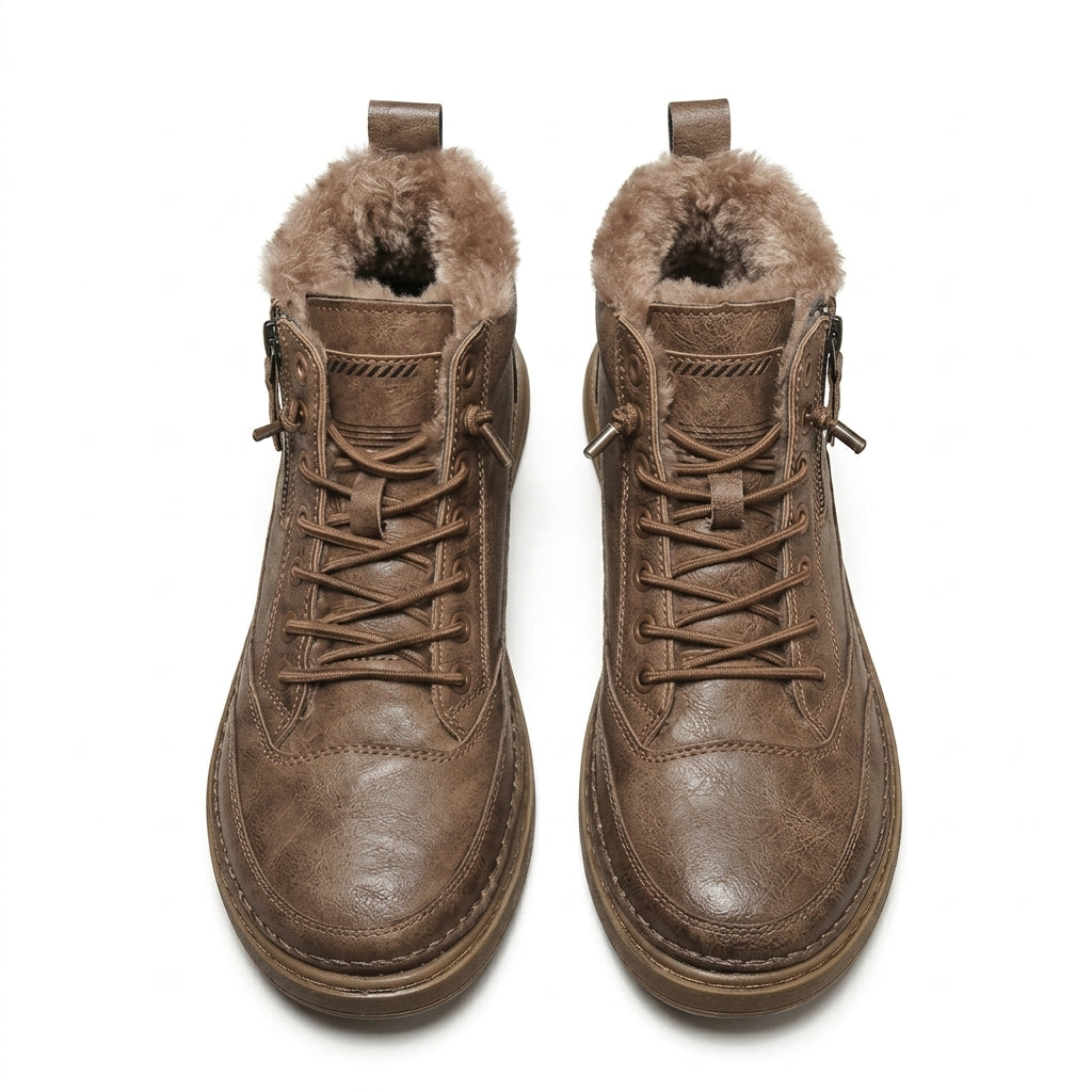 Men's Rugged Leather Platform Ankle Boots