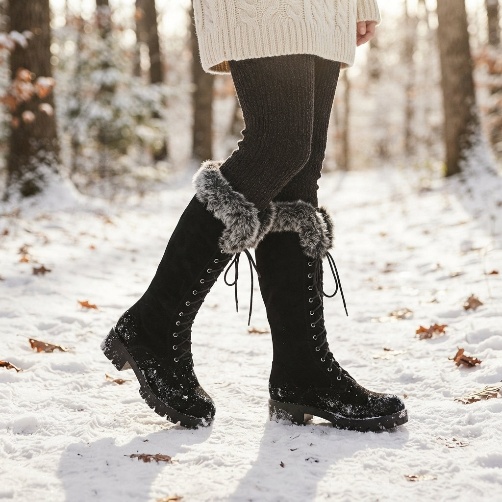 Women's Cosy Lace-Up Knee High Boots