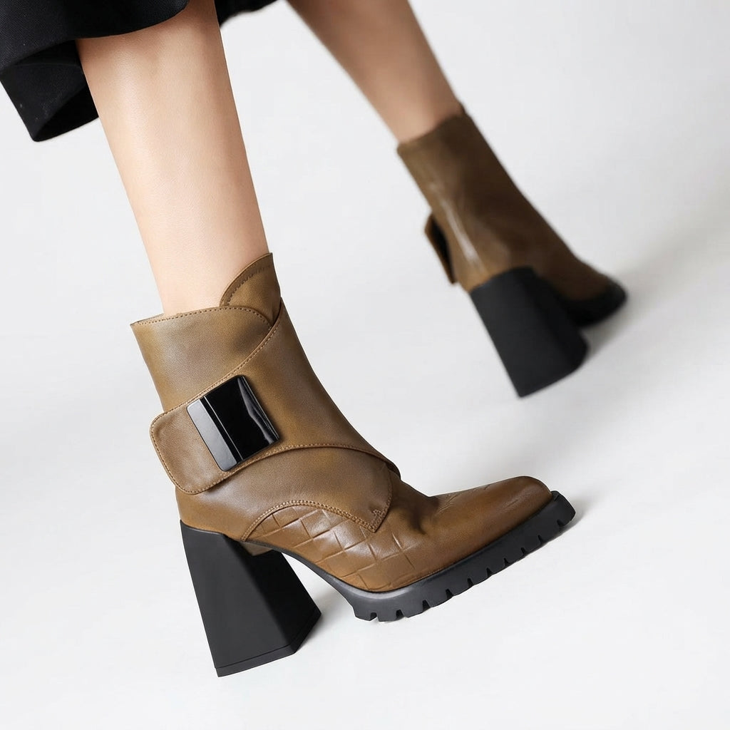 Women's Polished Pointed Toe Heeled Ankle Boots