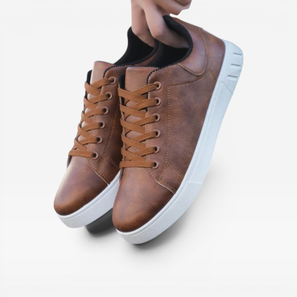 Baskets décontractées en cuir pour hommes – Baskets basses minimalistes à lacets pour un usage quotidien