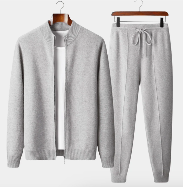 Men's Relaxed Merino Zip Cardigan & Jogger Set