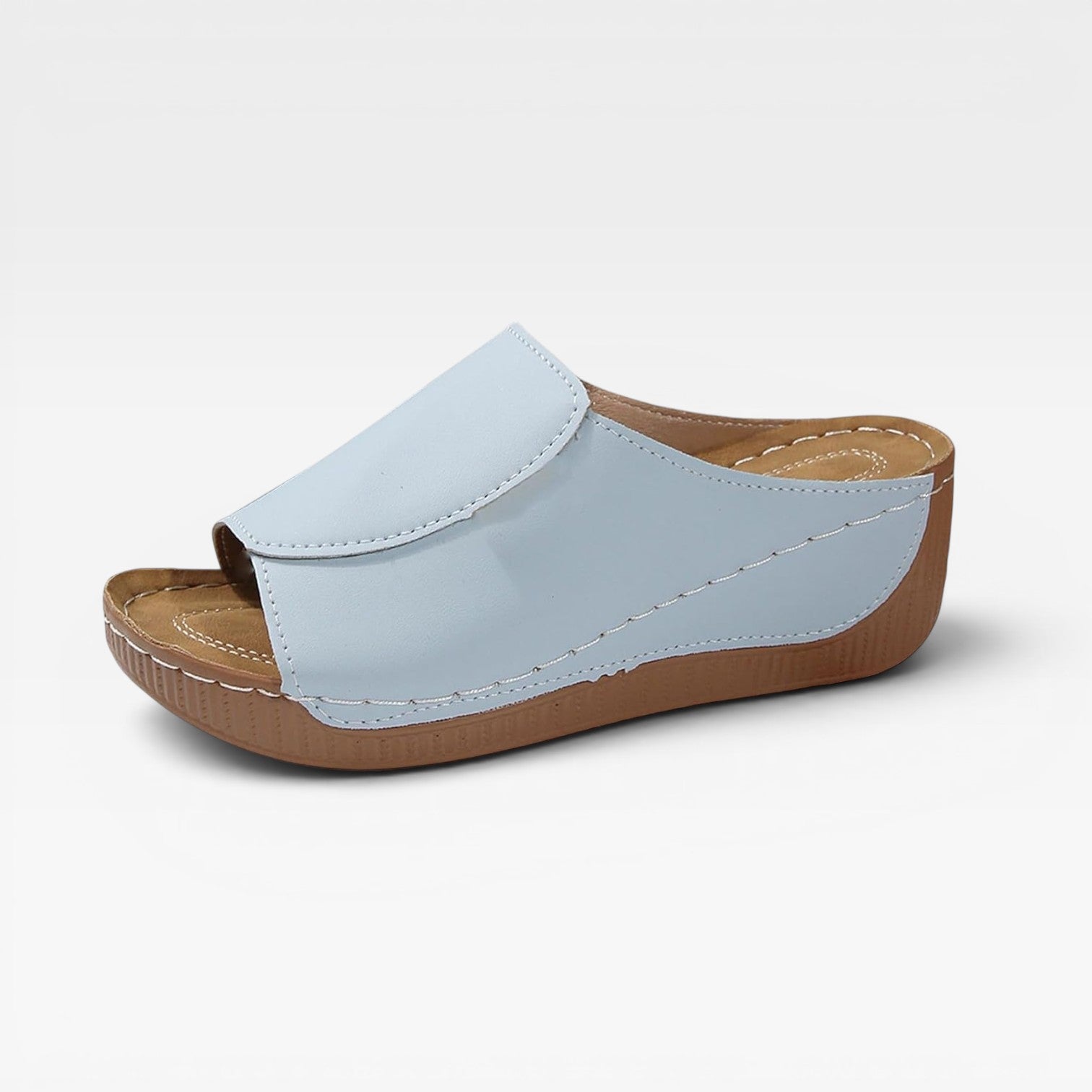 Women's Cushioned Wedge Slide Sandals – Comfortable Open Toe Summer Slides