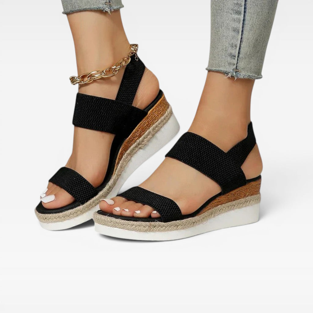 Women’s Espadrille Platform Sandals – Elastic Strap Summer Sandals
