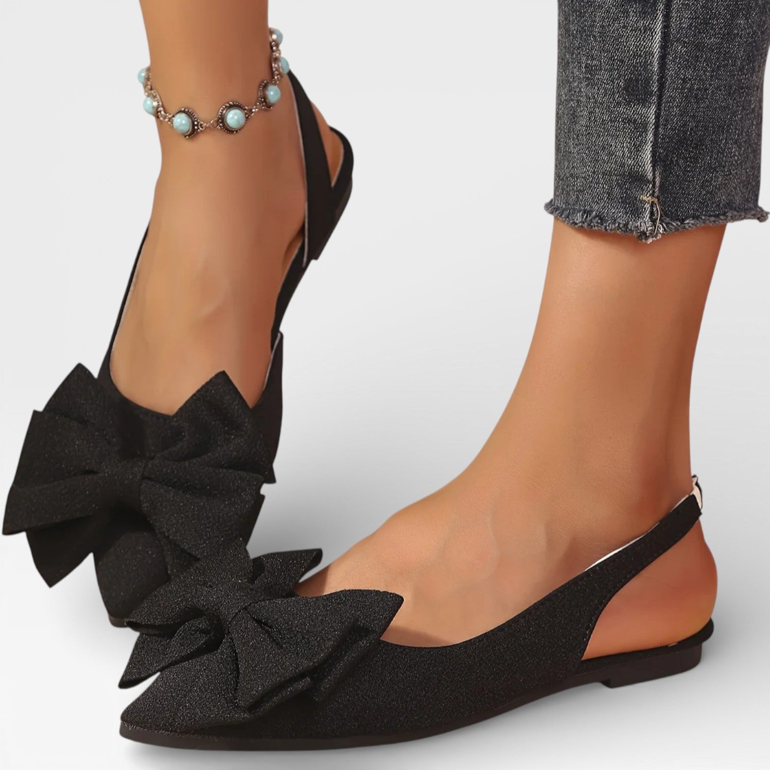 Women’s Pointed Toe Slingback Flats with Bow