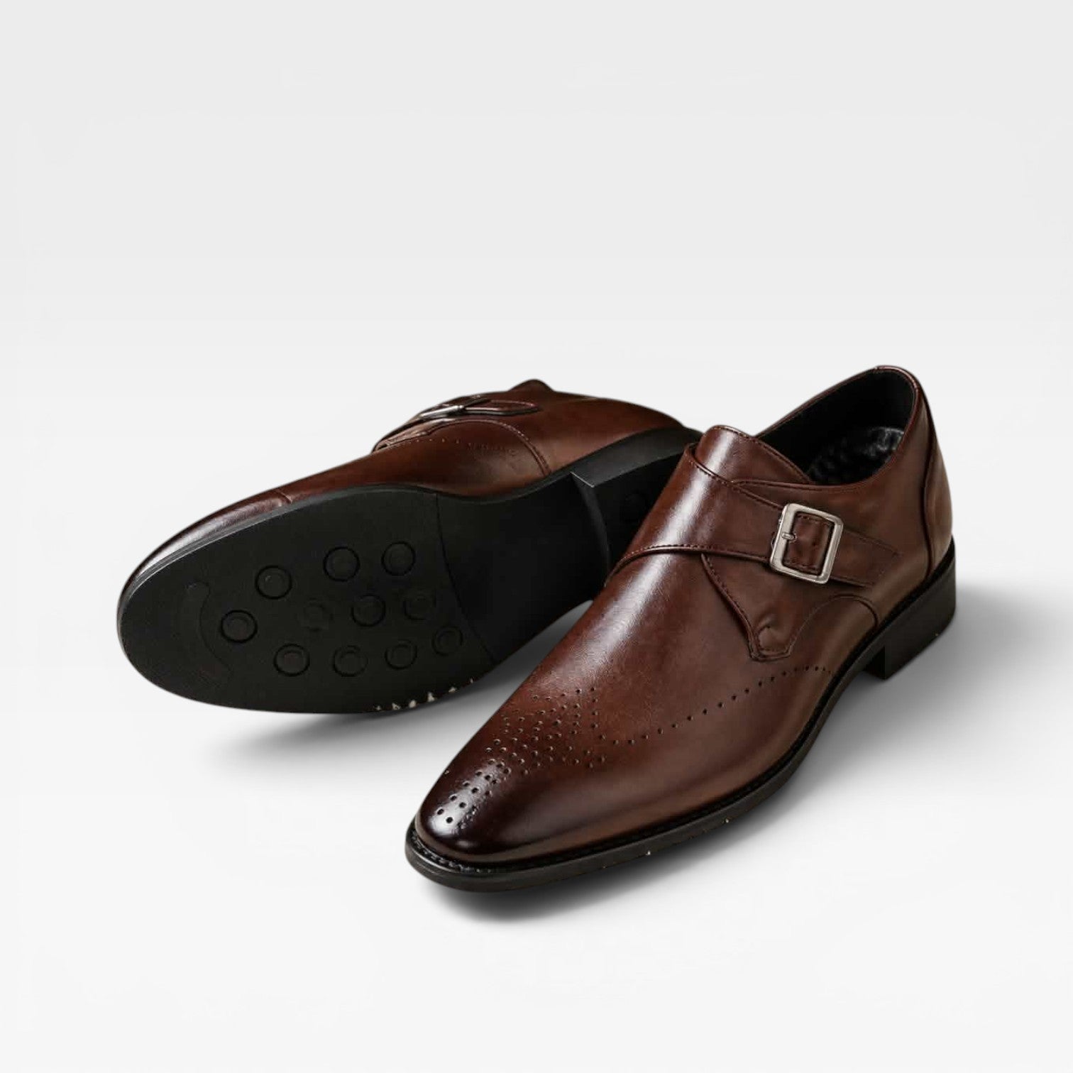 Chaussures à boucle moniale en cuir pour hommes – Chaussures habillées classiques à enfiler