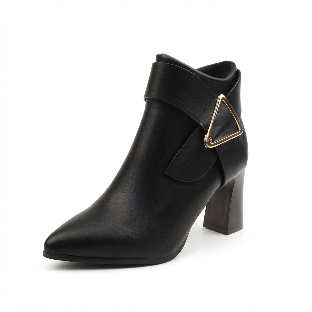 Women's Elegant Pointed Toe Heeled Ankle Boots