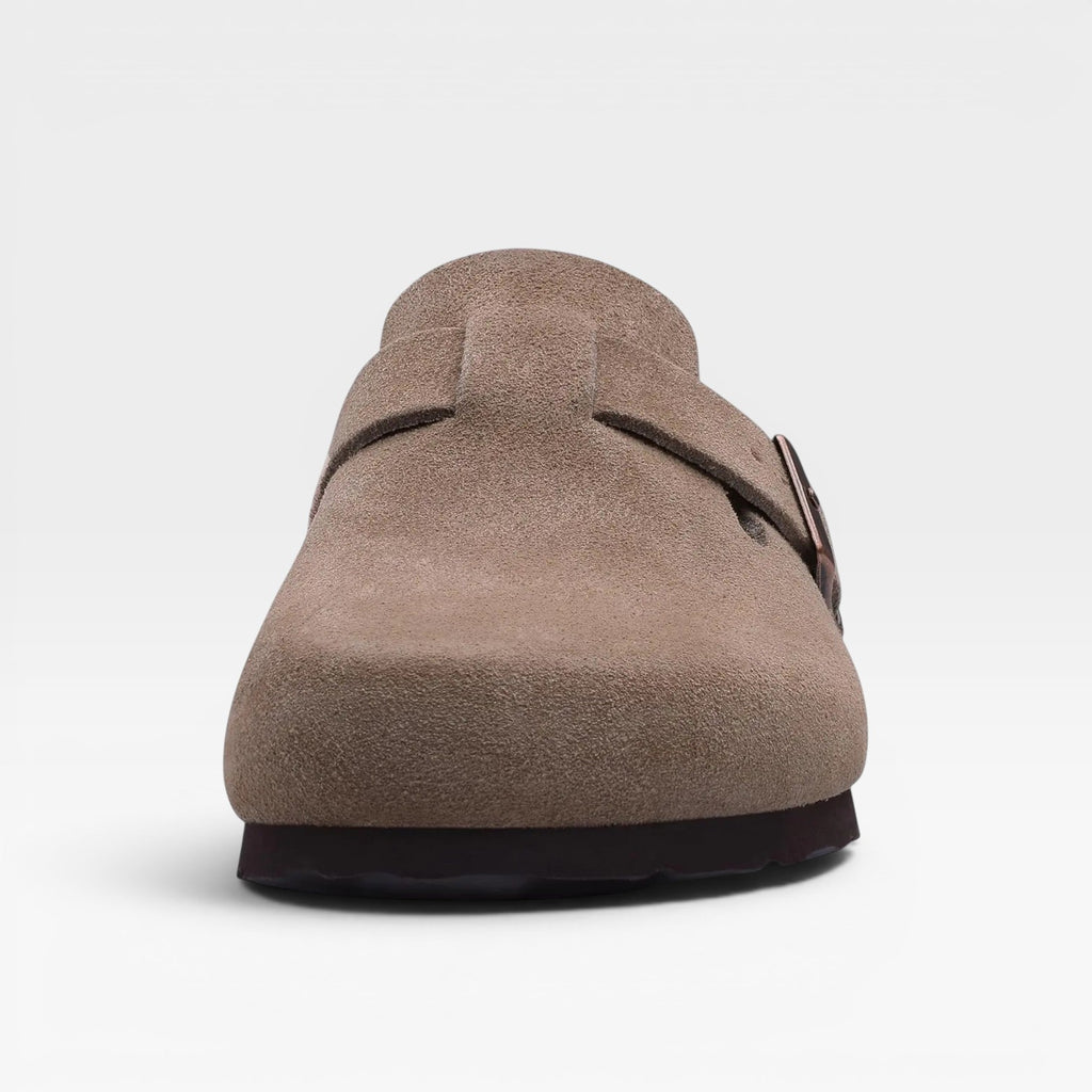 Women's Suede Cork Clogs – Comfortable Slip On Closed Toe Mules