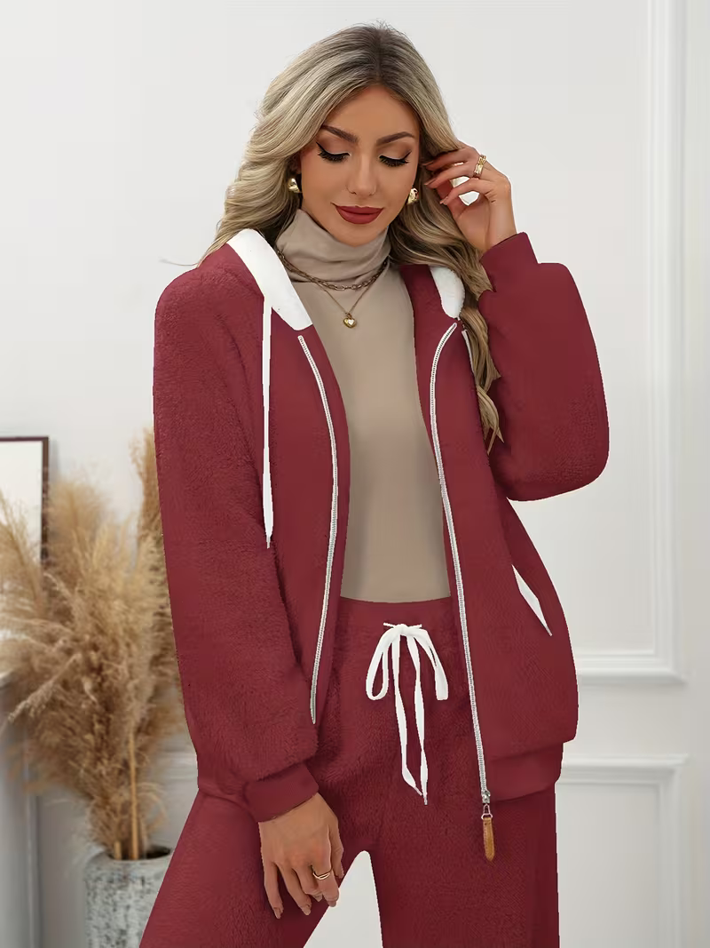 Women's Cosy Oversized Fleece Zip-Up Hoodie