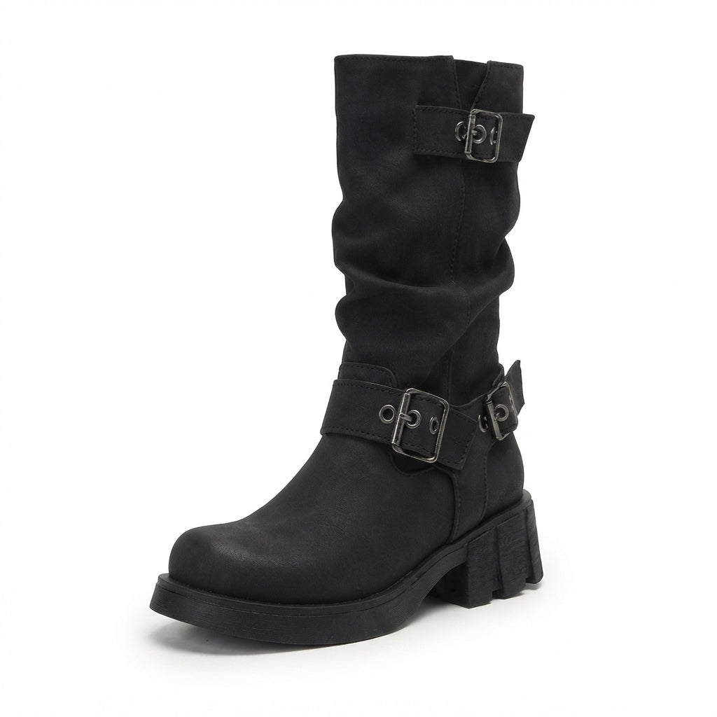 Women's Relaxed Heeled Biker Boots