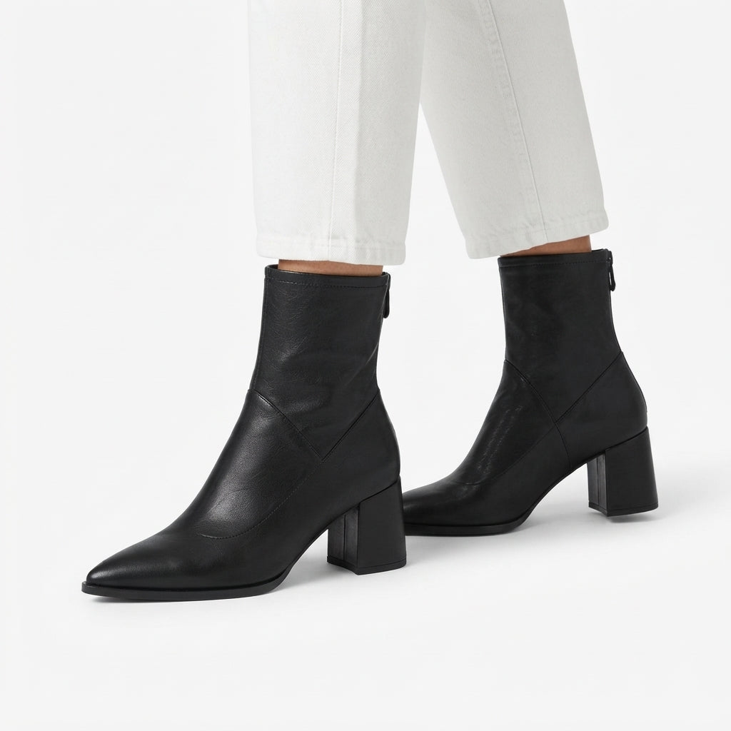 Women's Elegant Pointed Toe Heeled Ankle Boots