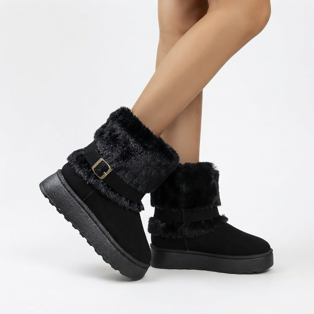 Women's Cosy Fur-Trimmed Ankle Snow Boots