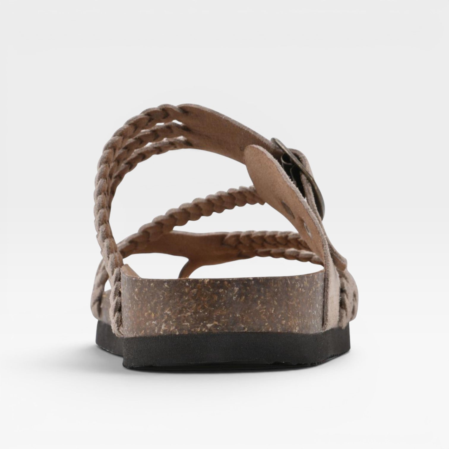 Women's Braided Strap Cork Sandals – Cushioned Footbed Slip On Sandals