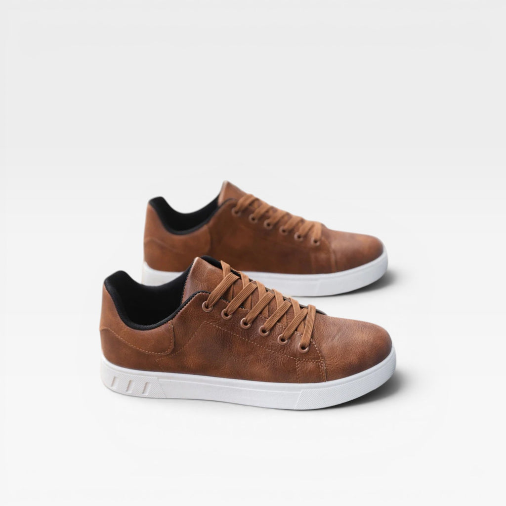 Baskets décontractées en cuir pour hommes – Baskets basses minimalistes à lacets pour un usage quotidien