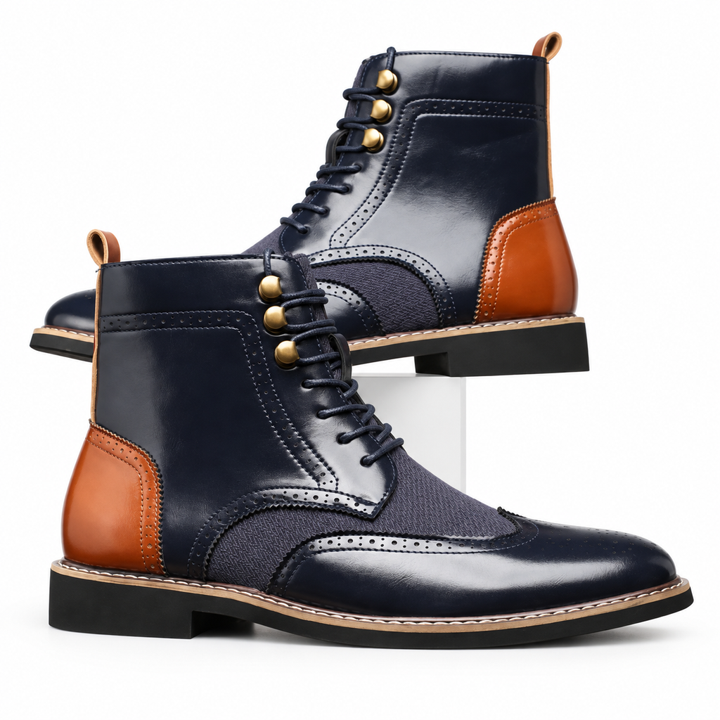 Men's Leather Brogue Ankle Boots