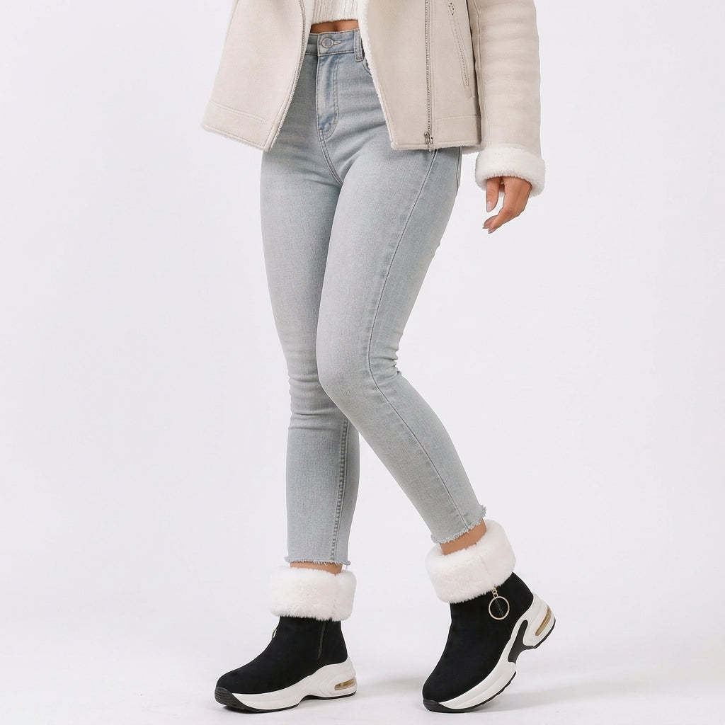 Women's Cosy Faux Fur Cuff Ankle Boots