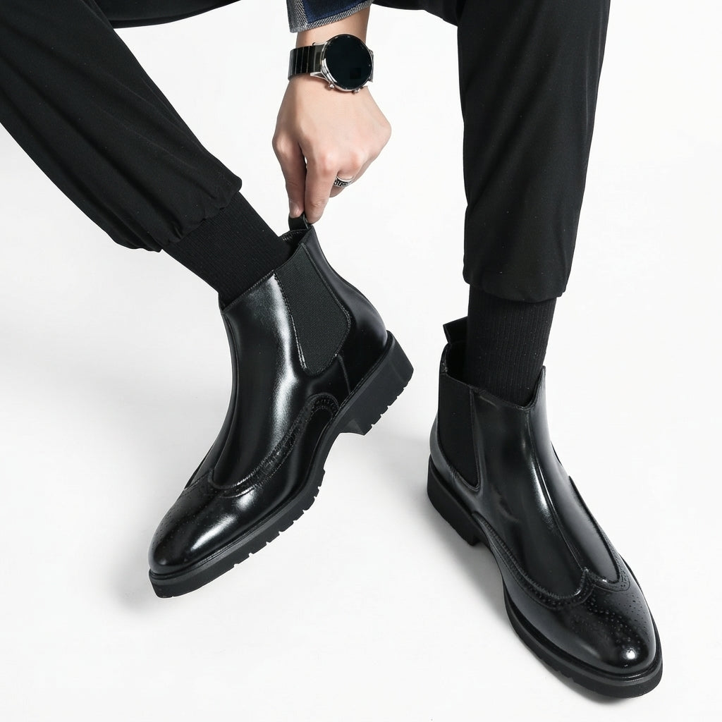 Men's Polished Leather Chelsea Boots