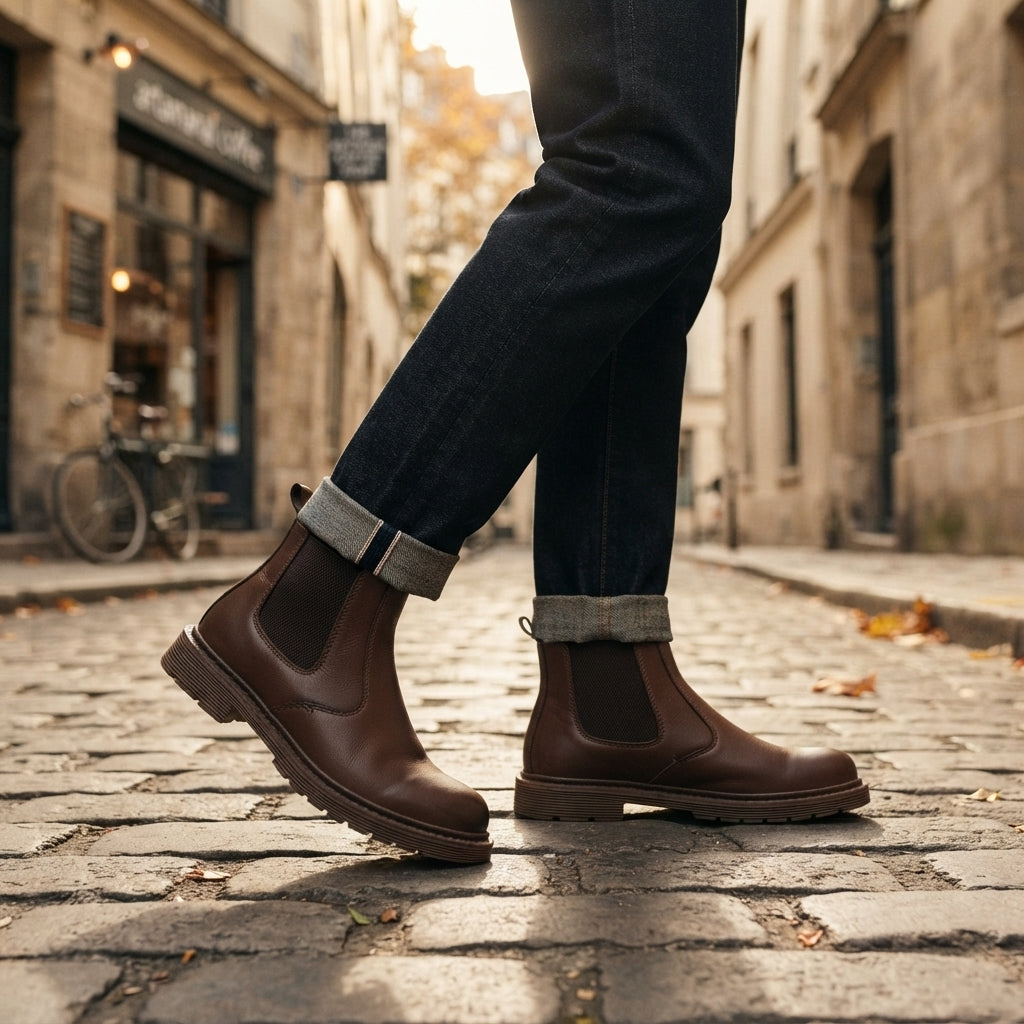 Men's Rugged Leather Chelsea Work Boots