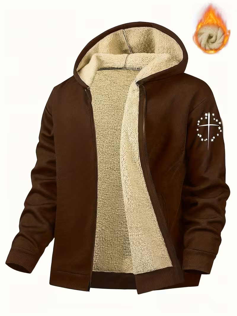 Men's Cosy Sherpa-Lined Hooded Fleece Jacket