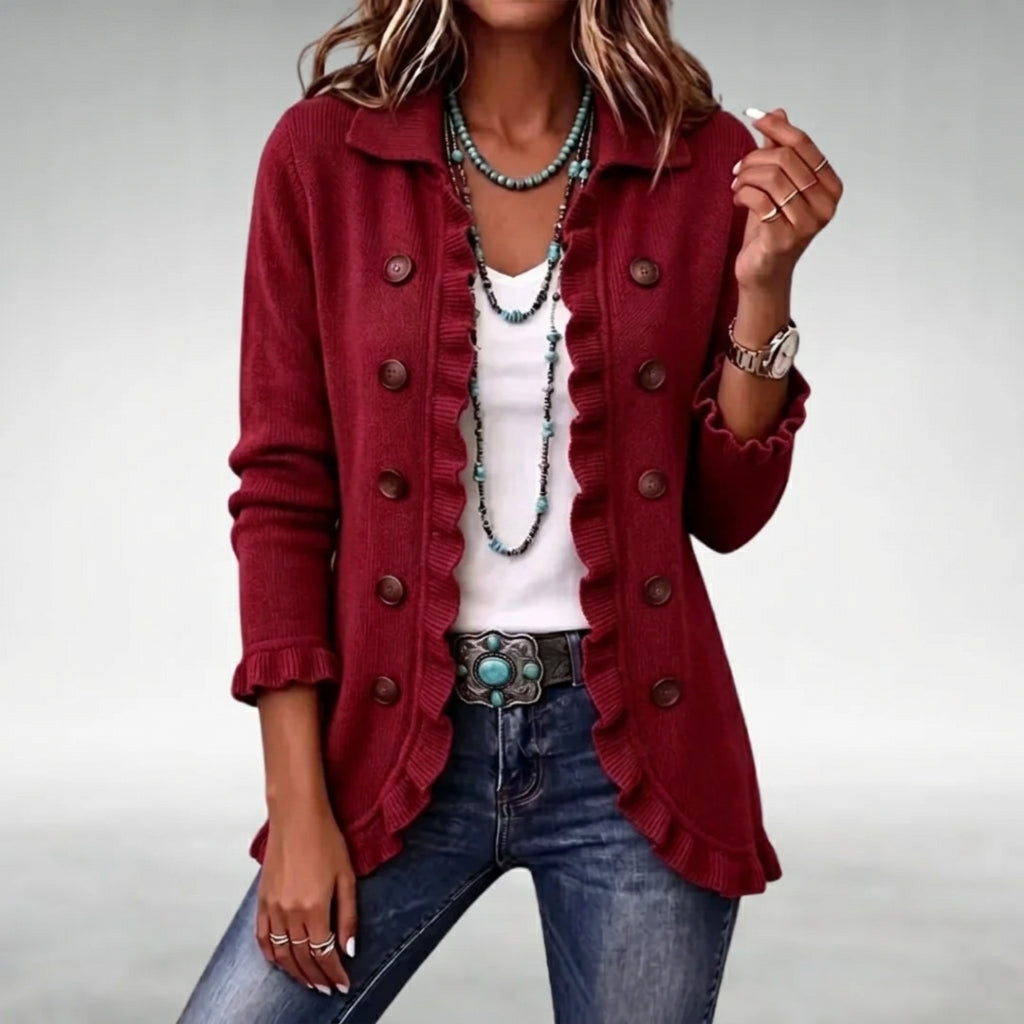 Women's Elegant Ruffle Button Cardigan