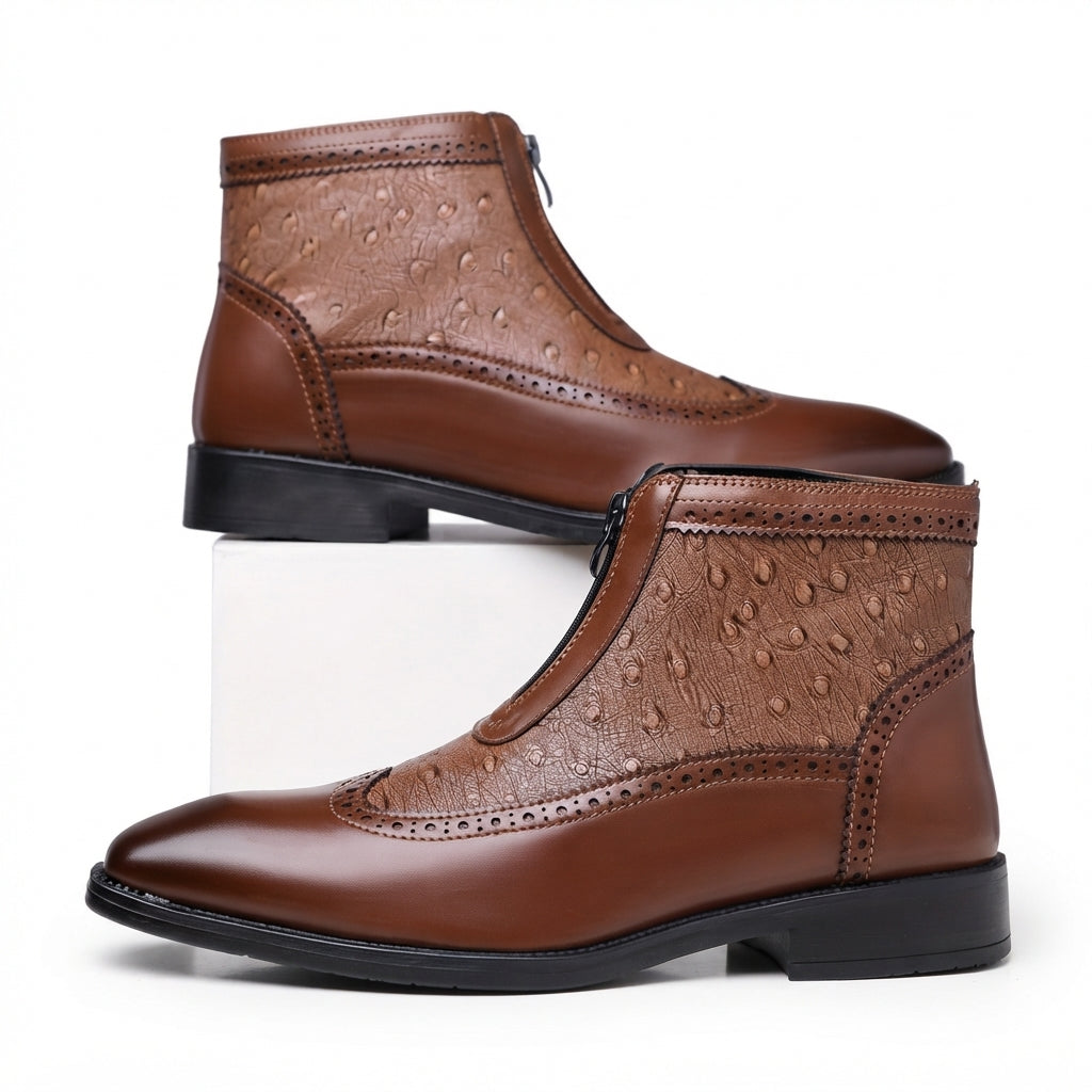 Men's Leather Brogue Ankle Boots