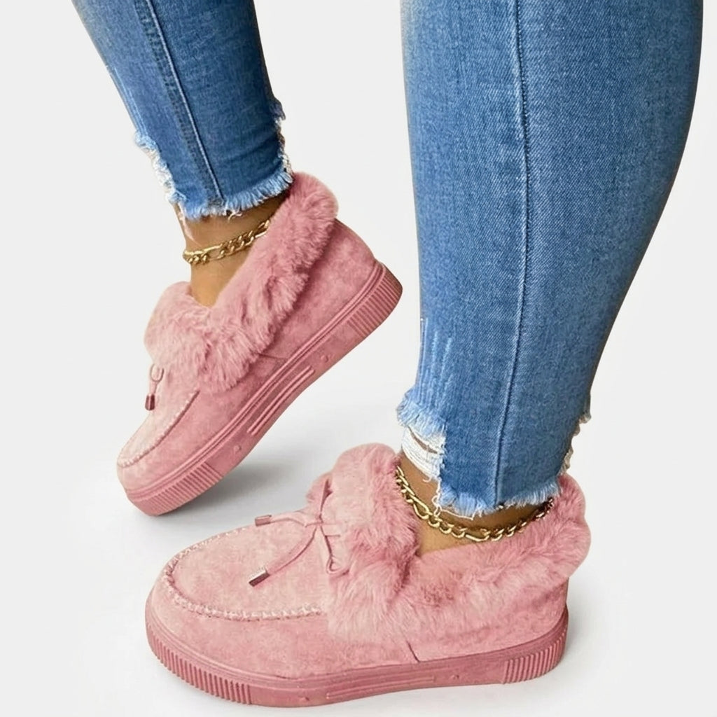 Women's Cosy Faux-Fur Trim Platform Moccasins