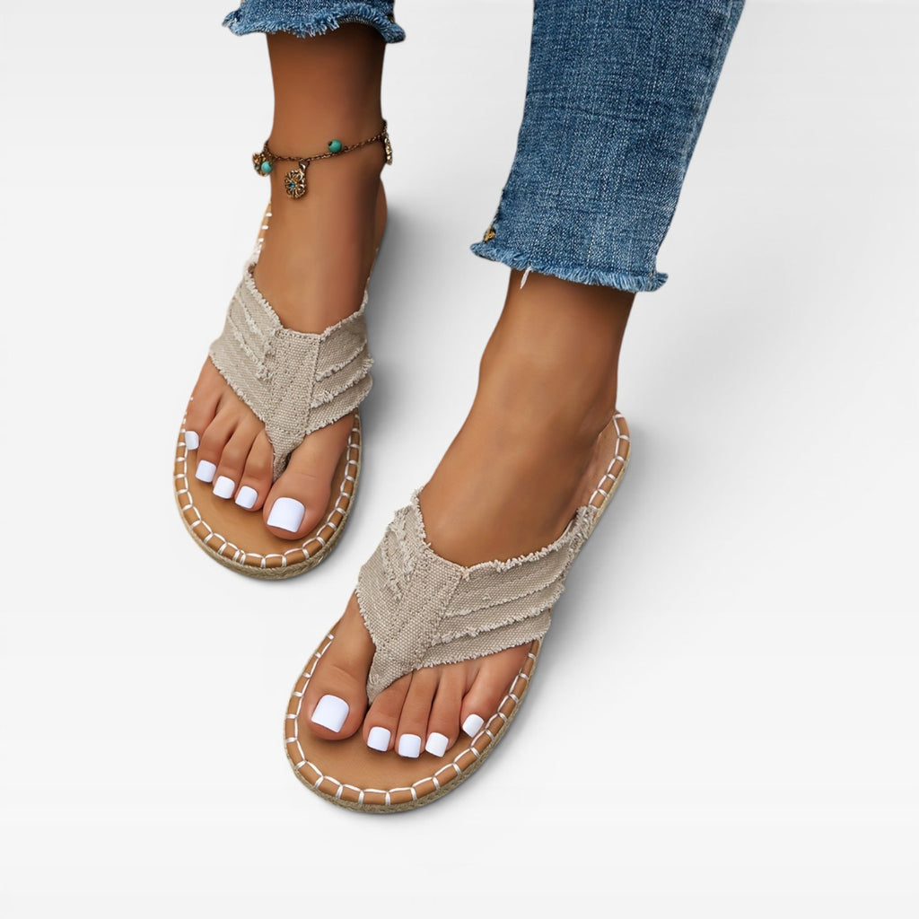 Women's Boho Denim Slides – Flat Espadrille Summer Sandals