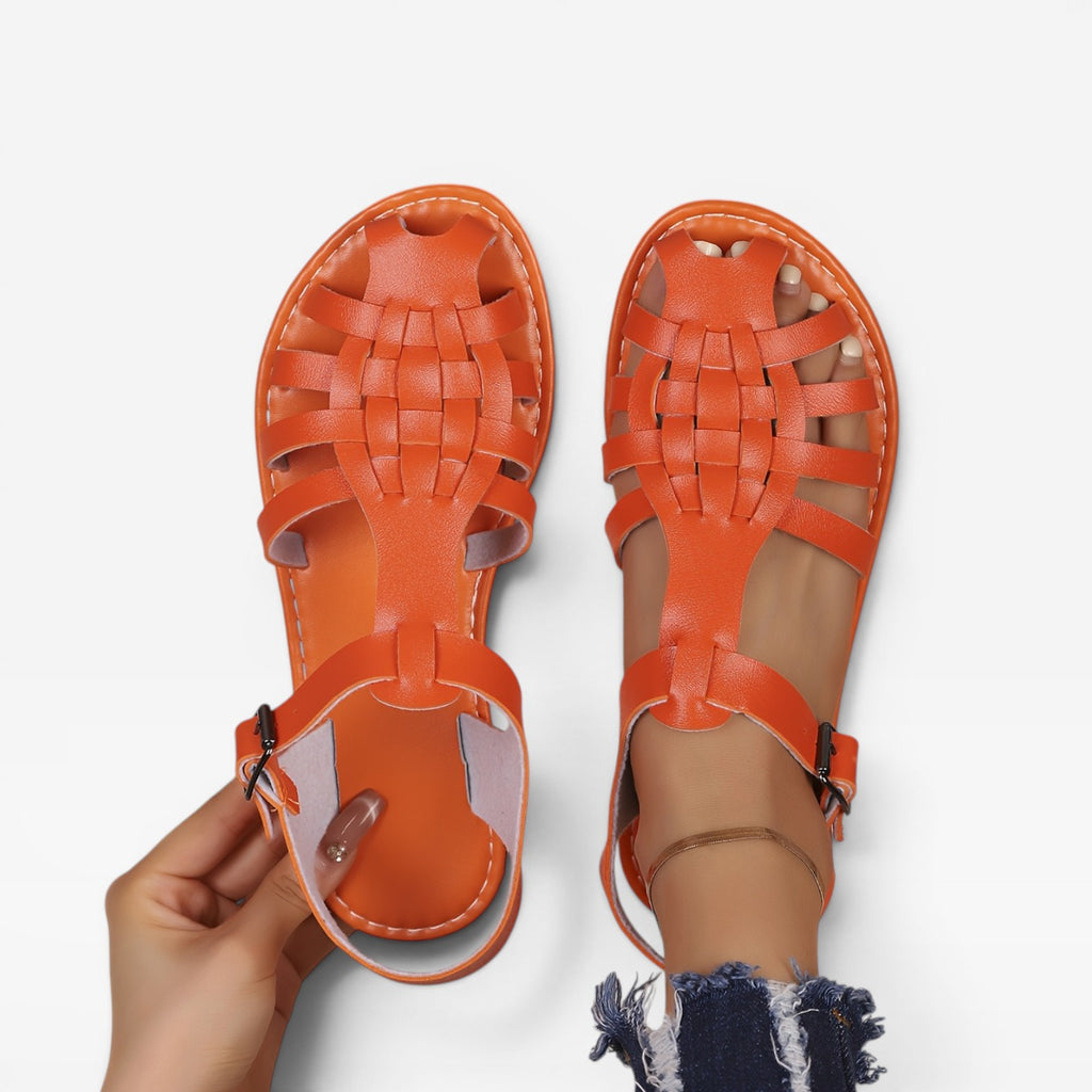 Women's Boho Fisherman Sandals – Woven Closed Toe Flat Summer Style