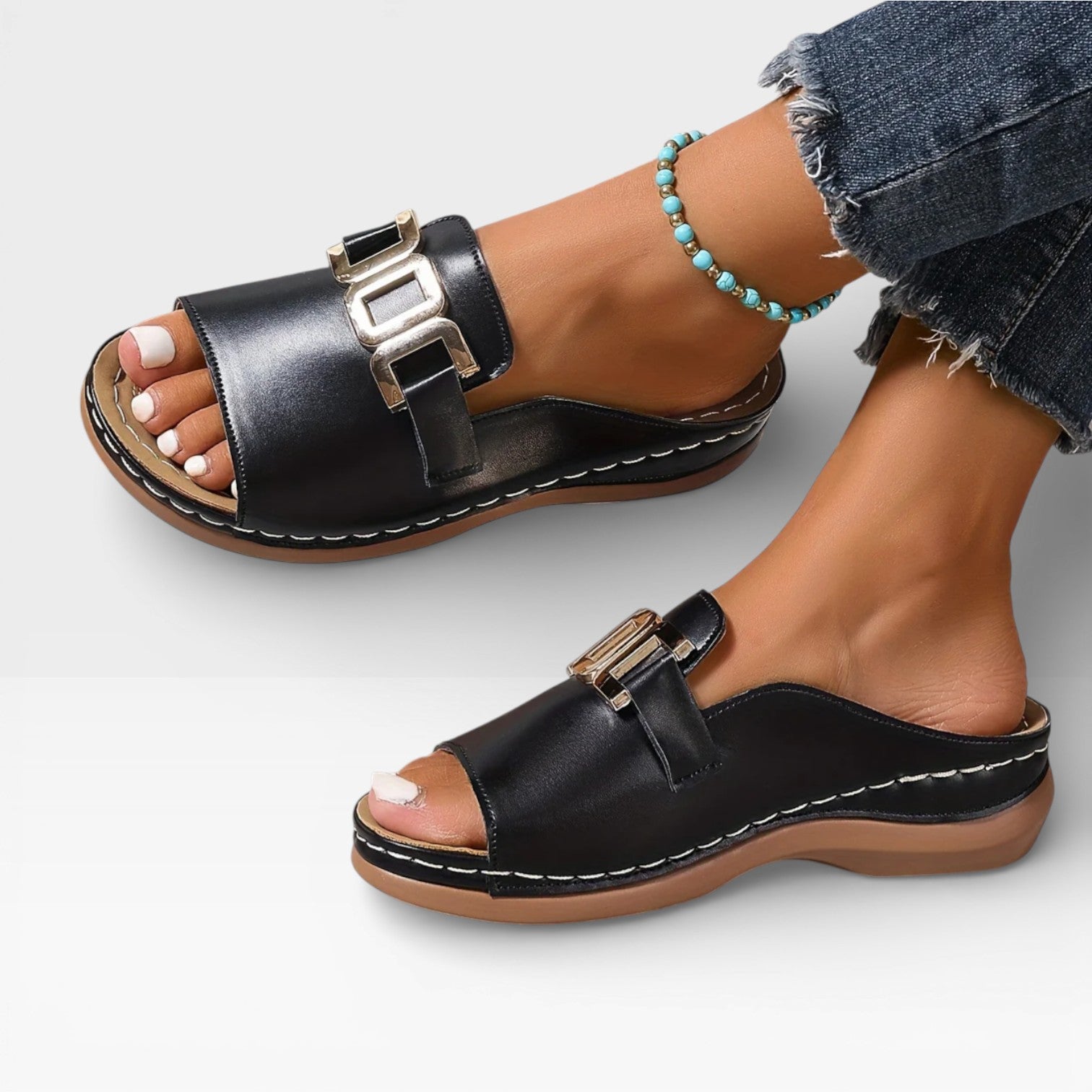 Women’s Dressy Buckle Sandals – Comfortable Fit