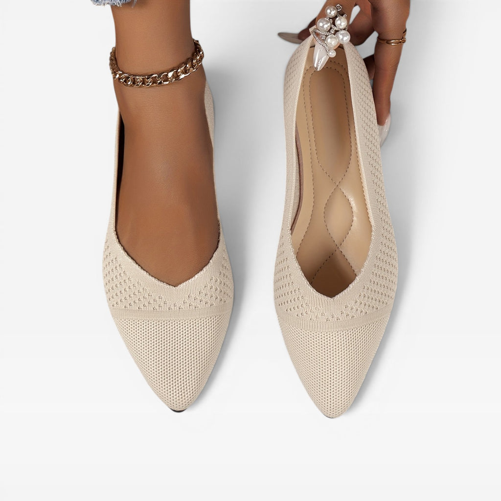 Women’s Pointed Ballet Flats – Breathable Knit Flat Shoes
