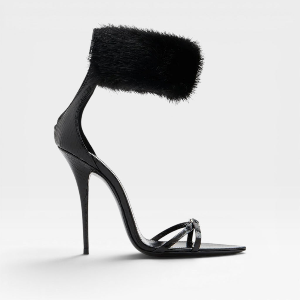Women's Pointed Toe Stiletto Sandals – Elegant Ring Detail Strappy Heels for Special Occasions