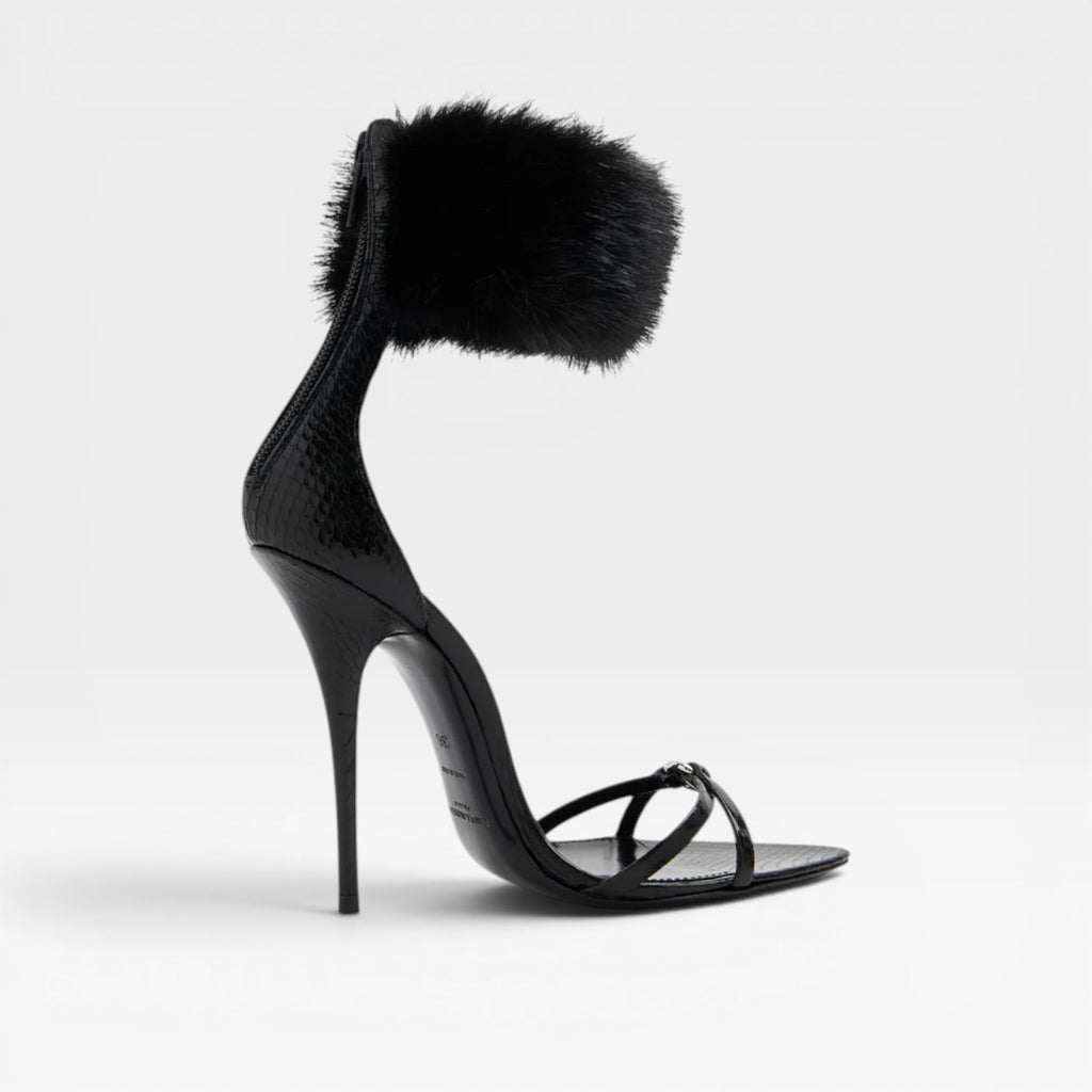Women's Pointed Toe Stiletto Sandals – Elegant Ring Detail Strappy Heels for Special Occasions