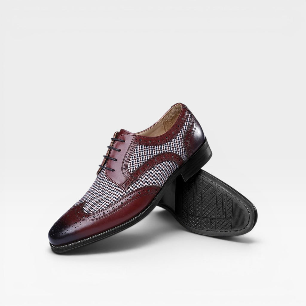 Chaussures Oxford brogues à bout golf pour hommes – Chaussures habillées classiques en cuir à lacets