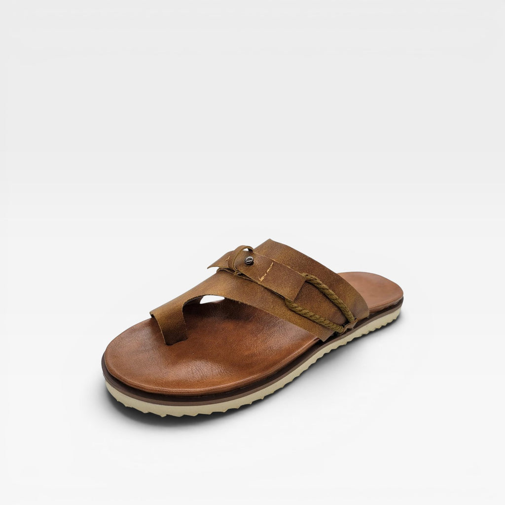Women's Leather Toe Loop Sandals – Orthopedic Comfort Footbed Adjustable Strap