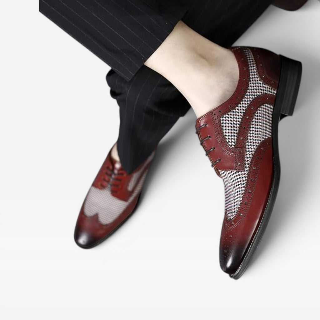 Chaussures Oxford brogues à bout golf pour hommes – Chaussures habillées classiques en cuir à lacets