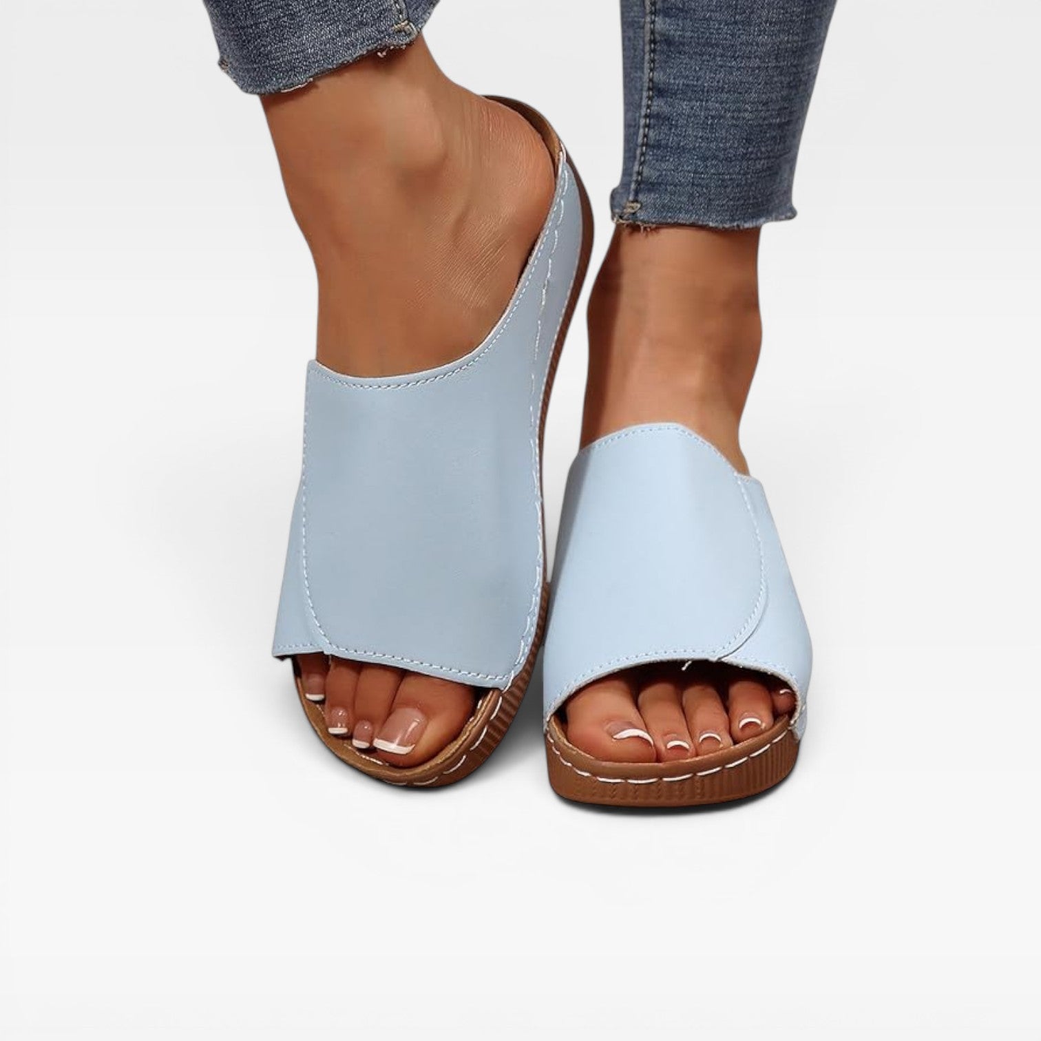Women's Cushioned Wedge Slide Sandals – Comfortable Open Toe Summer Slides