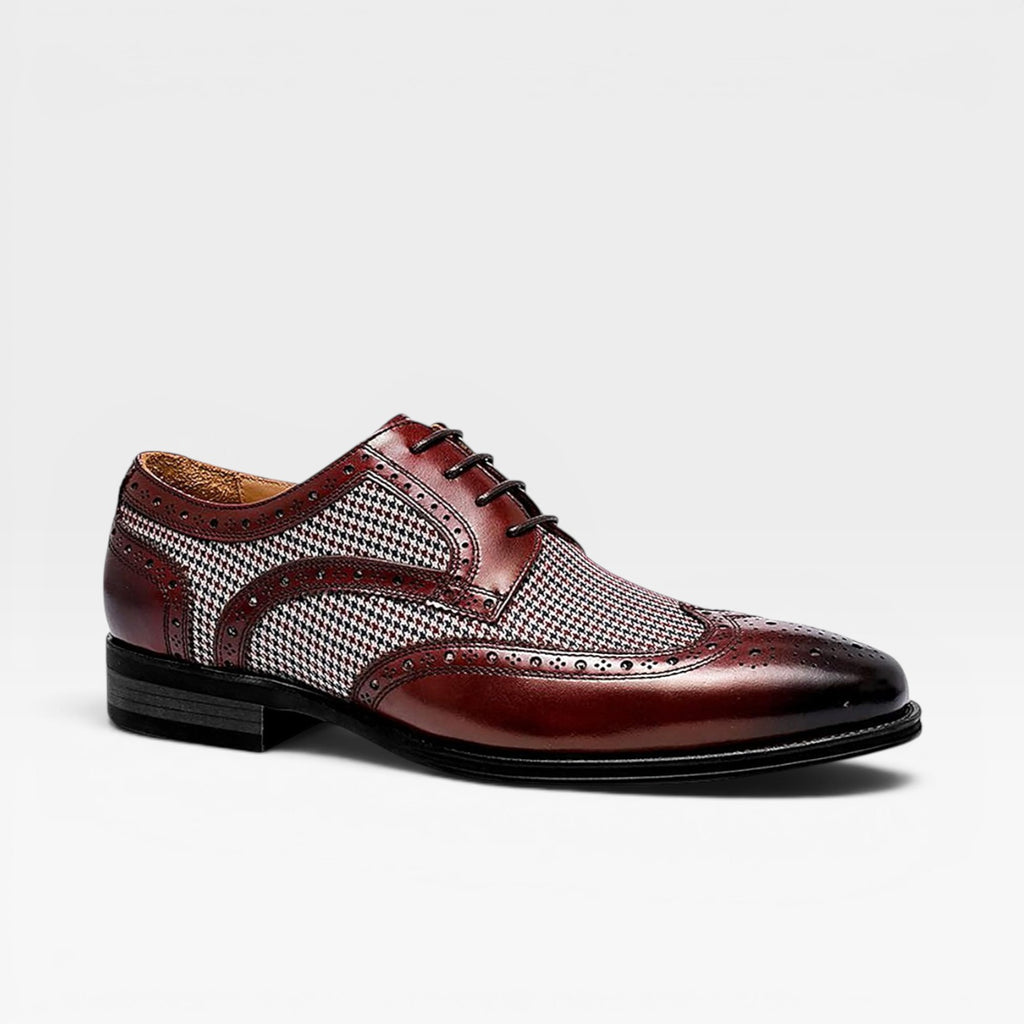 Chaussures Oxford brogues à bout golf pour hommes – Chaussures habillées classiques en cuir à lacets